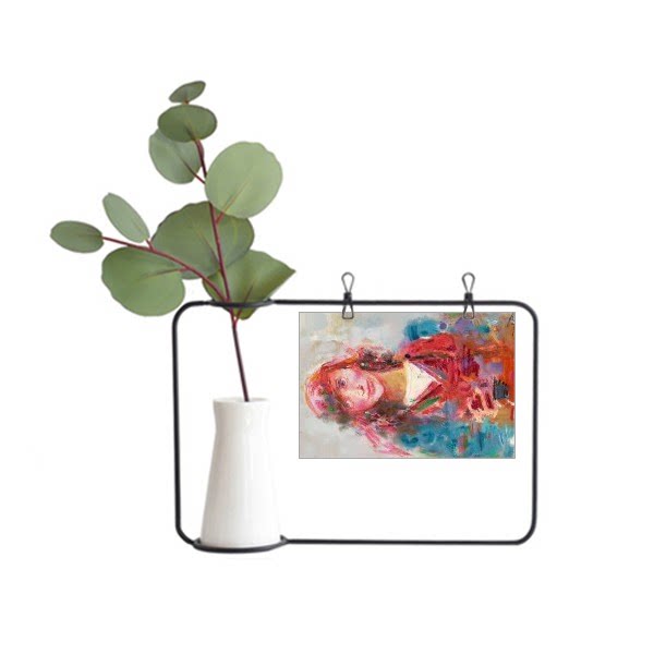 红头巾少女邢健健油画金属相框陶瓷花瓶装饰