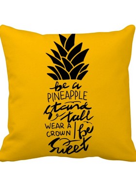 励志的菠萝橙色英文名言方形抱枕靠枕沙发靠垫双面含芯礼物