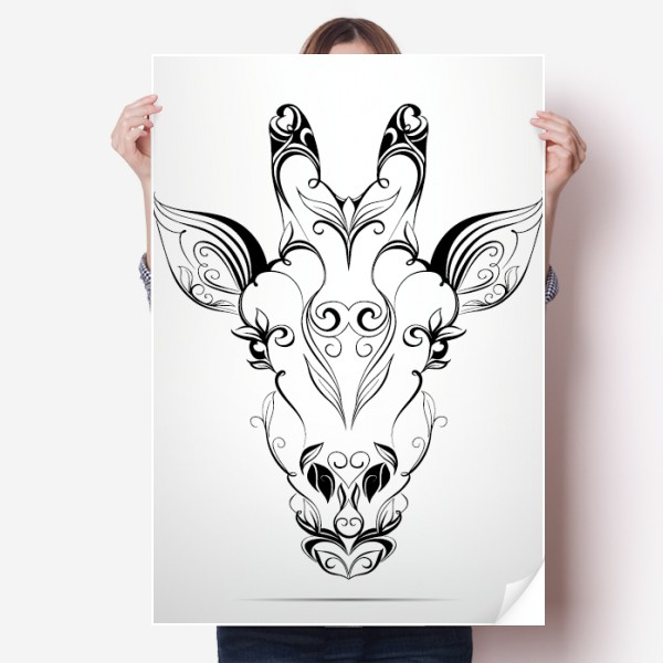 藏羚羊动物肖像画海报贴纸80x55cm墙贴纸卧室家居装饰