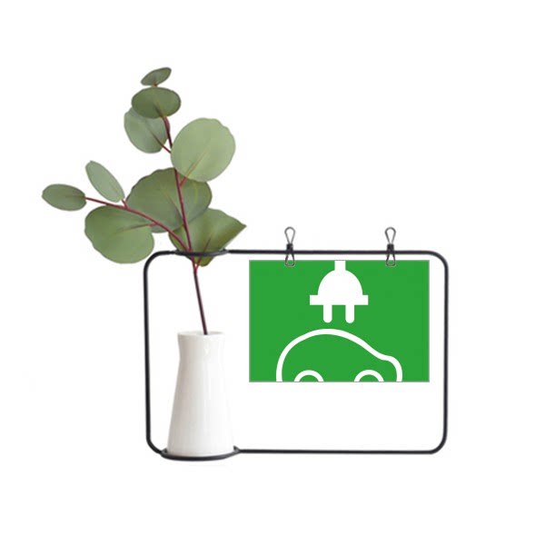 卡通插头能源车保护环境图案金属相框陶瓷花瓶装饰