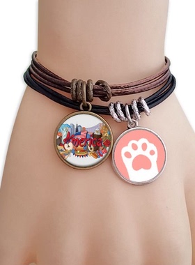 老鹰美国涂鸦猫咪礼品手链