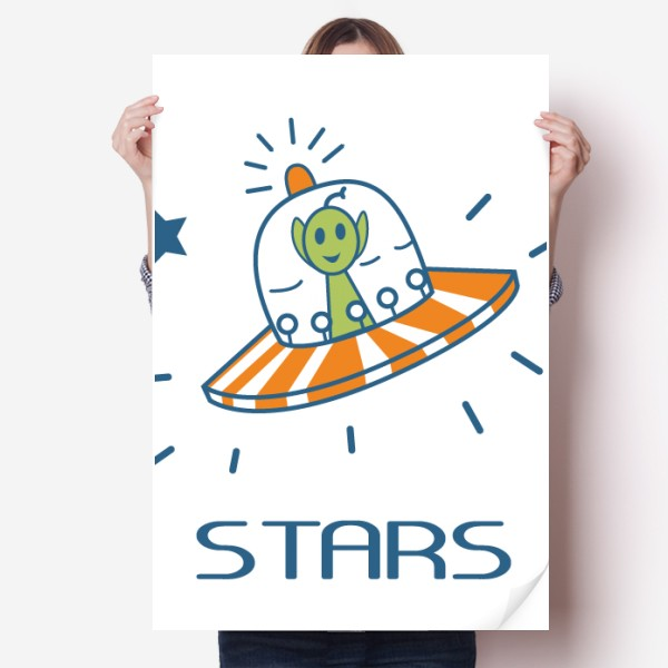 宇宙插画墙贴纸卧室海报