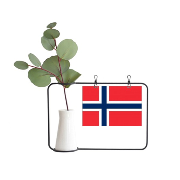 挪威国旗欧洲国家象征符号图案金属相框陶瓷花瓶装饰