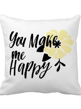你使我快乐英文艺术字方形抱枕靠枕沙发靠垫双面含芯礼物