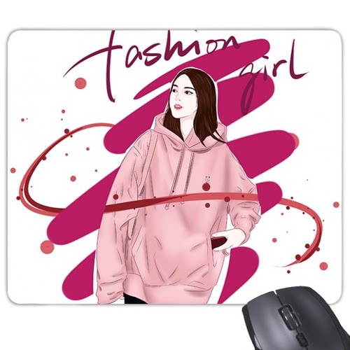 时尚女孩手绘插画服饰游戏办公防滑橡胶鼠标垫礼物
