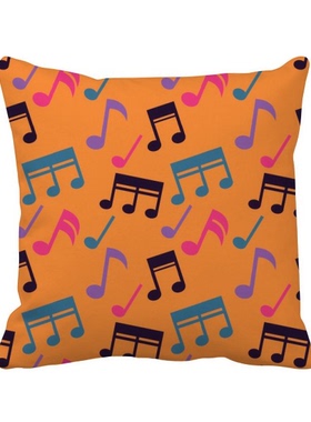 橙色彩色音乐音符方形抱枕靠枕沙发靠垫双面含芯礼物