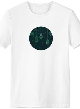 灯笼简单几何图形插画男女白色短袖T恤创意纪念衫个性T恤衫礼物