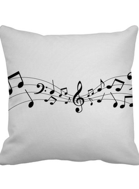 灰色舞动音乐五线谱方形抱枕靠枕沙发靠垫双面含芯礼物