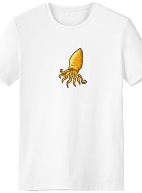 黄色章鱼海洋生物纹样男女白色短袖T恤创意纪念衫个性T恤衫礼物