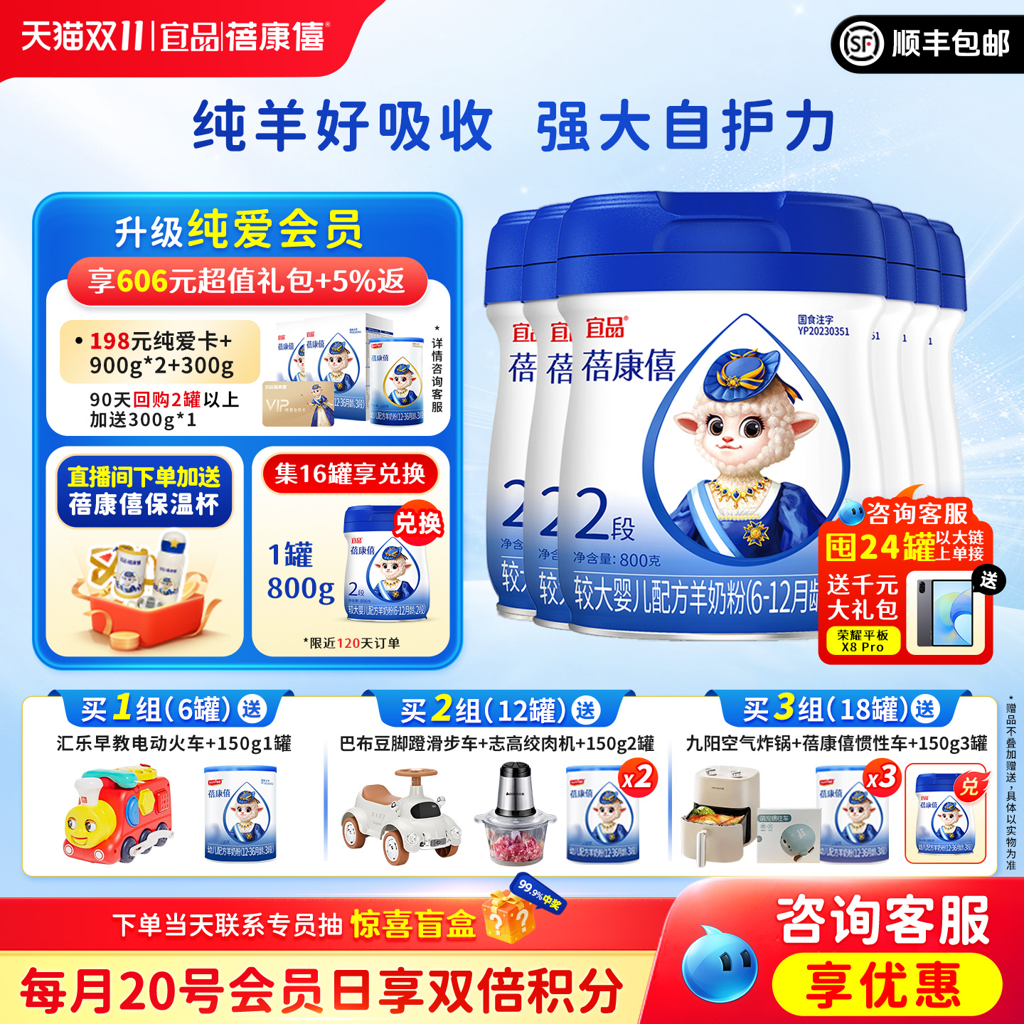 ��Ʒ������Ӥ�׶��䷽���̷�2��800g*6��6-12�±����콢������Ʒ1488.68Ԫ