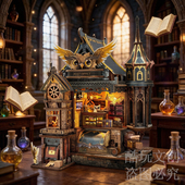 哈利波特魔法diy小屋猫头鹰邮局手工拼装 模型3D立体拼图生日礼物
