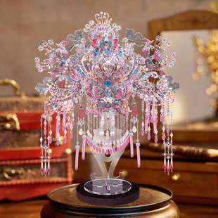 钢达粉黛凤冠手工diy喜扇3D金属拼图拼装模型生日结婚礼物闺蜜女