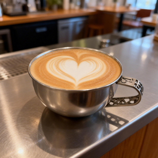 创意咖啡杯304不锈钢加厚卡布奇诺摩卡杯咖啡师专用拉花杯泽田杯