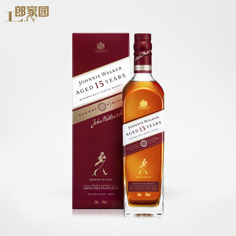 洋酒尊尼获加绿牌15年调配麦芽威士忌酒绿方雪莉版Johnnie Walker