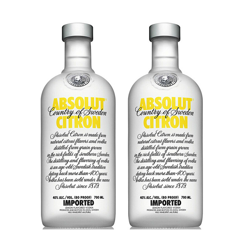 郎家园洋酒双响炮absolut citron绝对伏特加柠檬味瑞典烈酒鸡尾酒