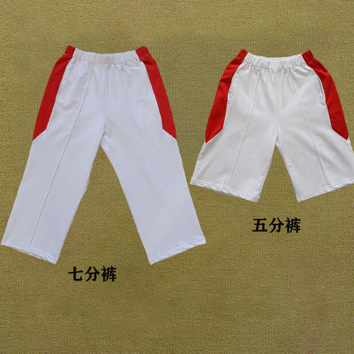 人大附中校服裤子春夏季纯棉速干宽松版直筒束脚长裤七分五分短裤