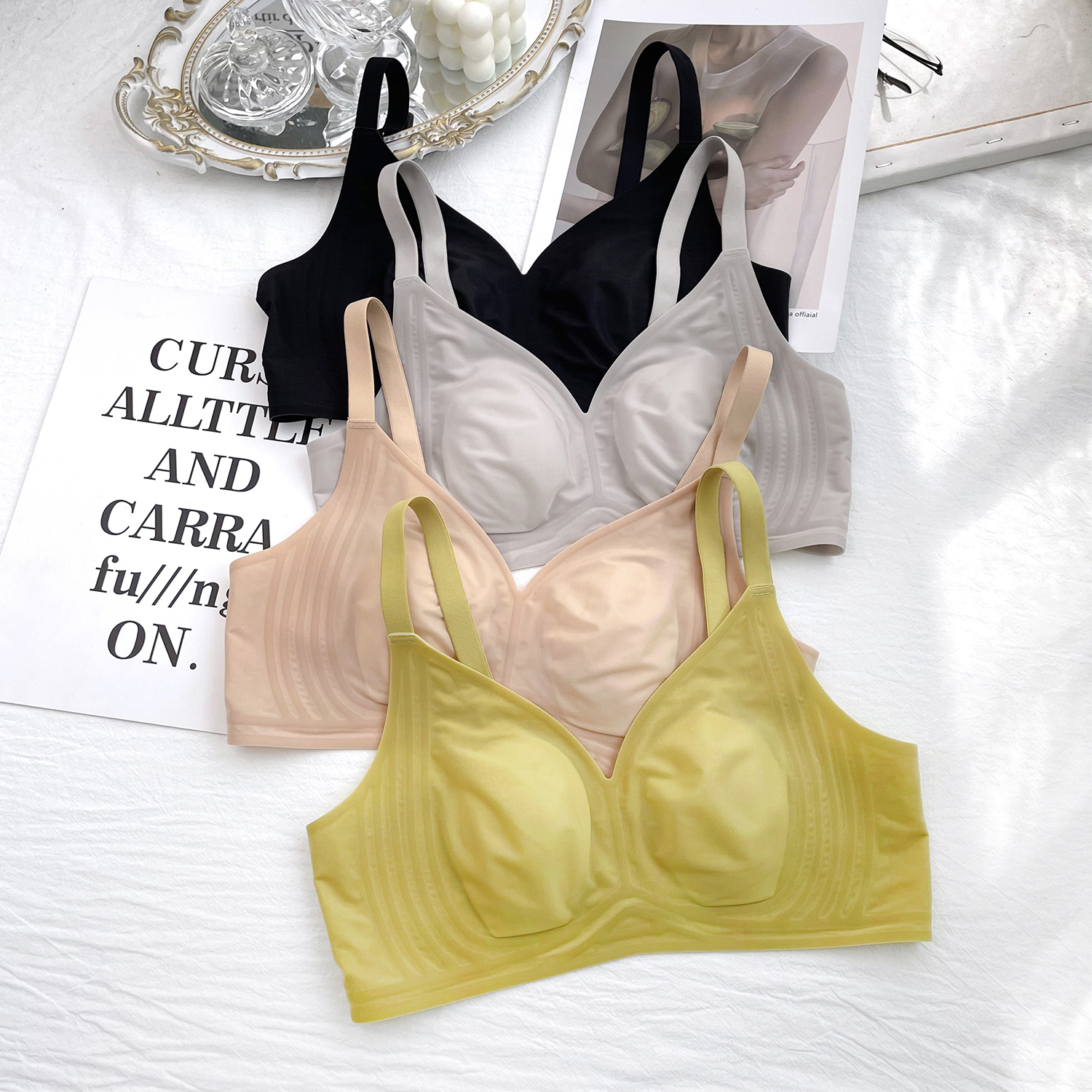 纯色超薄软支撑无钢圈文胸