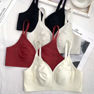 古妃1127超薄纯色裸感大胸显小无钢圈文胸果冻条无痕收副乳内衣女