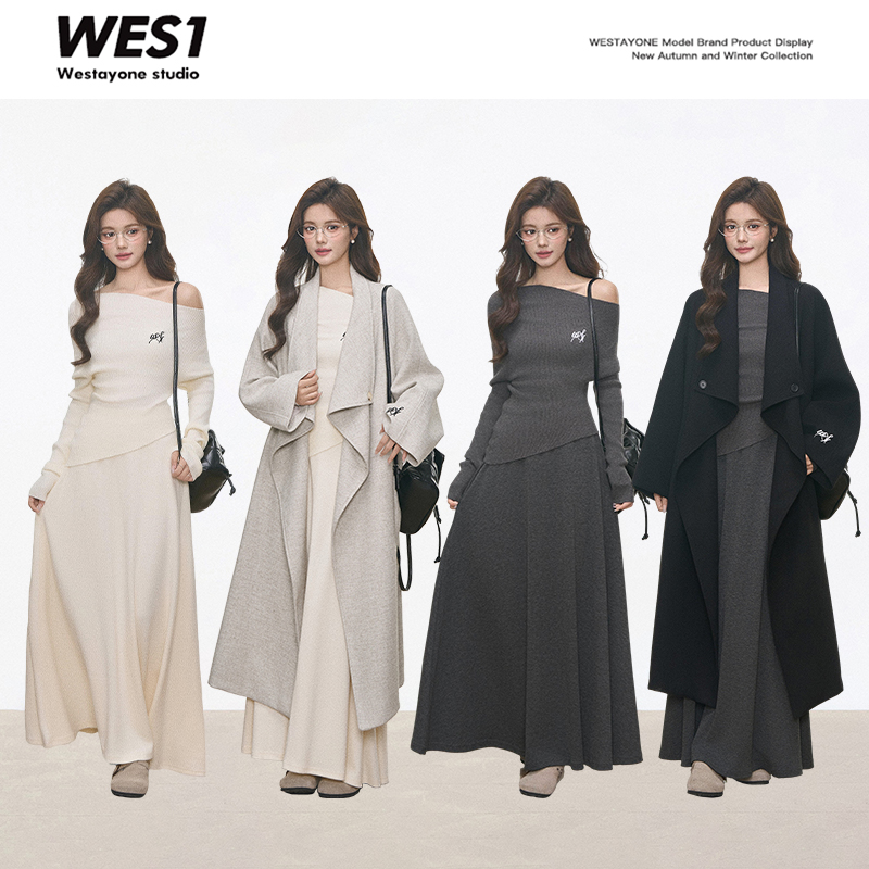 WESTAYONE毛呢子大衣外套女秋冬风衣高级中长款2025新款