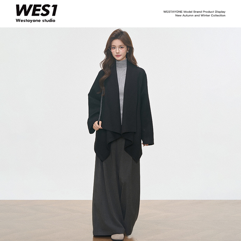 WESTAYONE不规则下摆大衣外套