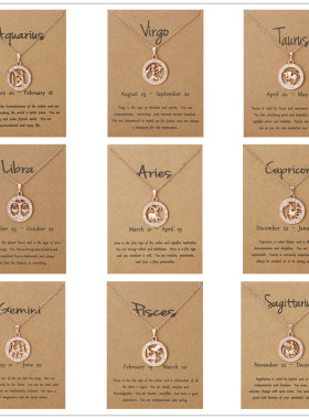twelve constellation necklace pendant jewelry 星座项链