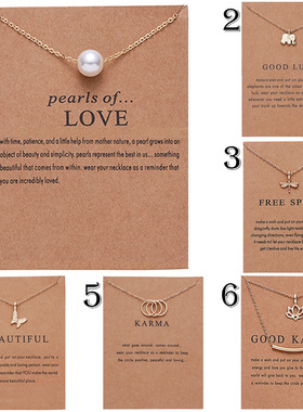 Fashion pearl pendant paper card necklace Butterfly