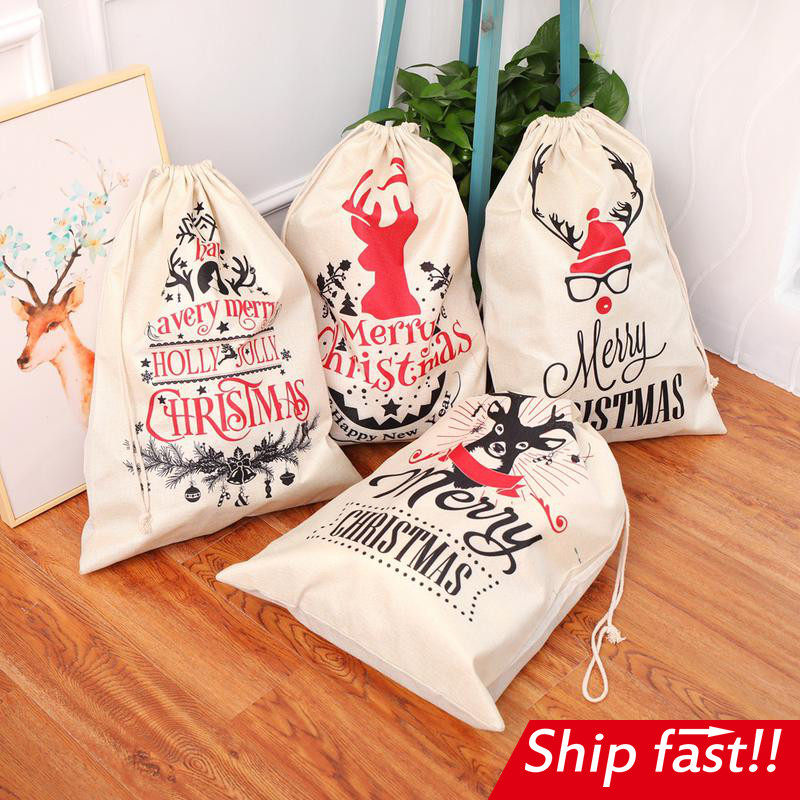 christmas dawstring bag jewelry candy gift santa party cloth