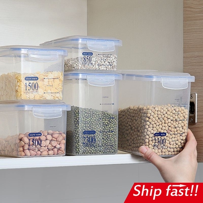 Transparent plastic seal jar kitchen cereal storage tea food