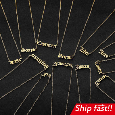 Zodiac women necklace alloy gold silver gift couple girls