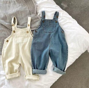 宝宝洋气休闲宽松背带裤 男女儿童牛仔背带裤 韩国精品童装 春装