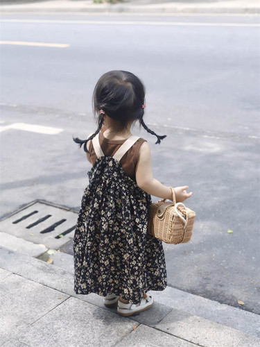 女童背带裙森系韩版夏季碎花套装