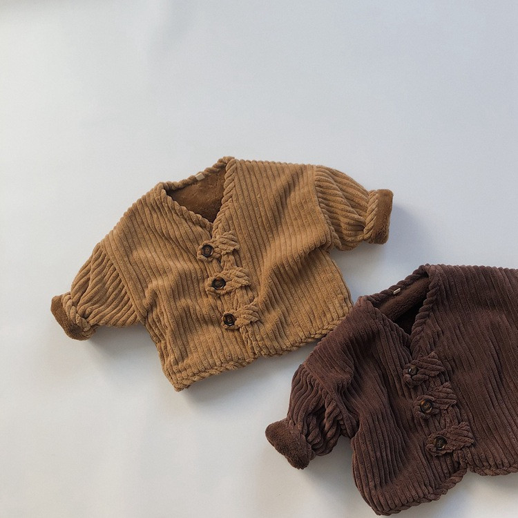 韩国灯芯绒厚款保暖系扣洋气童装