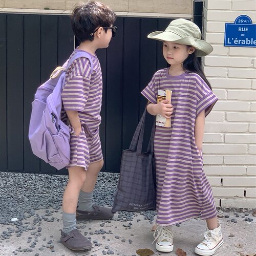 韩版夏季套装+连衣裙兄妹亲子装