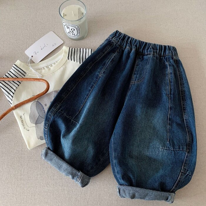 2026春秋季新款韩版儿童宽松牛仔裤男女童弯刀裤小孩裤子男孩长裤
