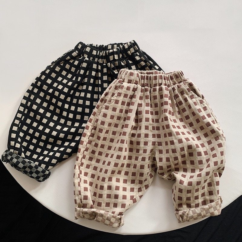 韩国童装森系韩版男女儿童格子哈伦裤春夏款洋气方格裤子休闲长裤,童装/婴儿装/亲子装,裤子,淘宝优惠券,粉丝福利购,淘宝优惠卷