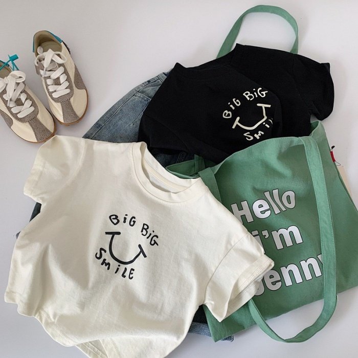 2026夏季新款童装儿童韩版字母短袖T恤衫男女宝宝纯棉简约打底衫,童装/婴儿装/亲子装,T恤,淘宝优惠券,粉丝福利购,淘宝优惠卷