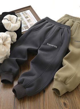 男童一体绒运动裤冬季新款中大童儿童加绒加厚保暖卫裤棉裤6351