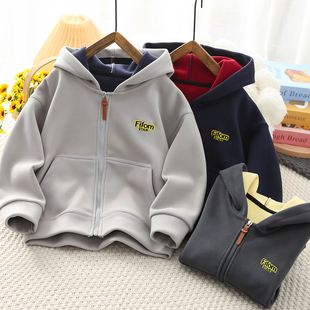 男童纳米绒加厚防风外套2025秋冬季 儿童中大童连帽运动上衣7208