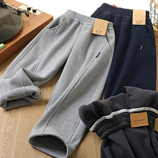 男童加肥加绒运动裤冬季保暖直筒裤中大男童肥版镰刀裤休闲裤6580