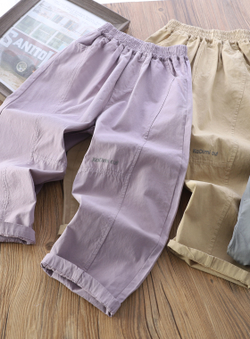 男童休闲裤2026夏季中大童纯棉直筒压字母弯刀裤儿童休闲裤6644