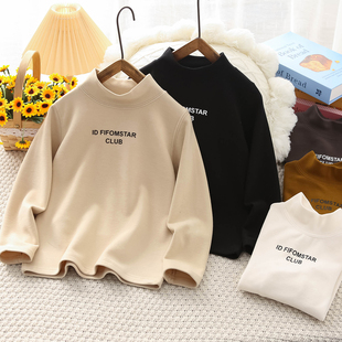 儿童果冻绒保暖上衣厚1975 新款 男童半高领打底衫 超柔高弹2025冬季