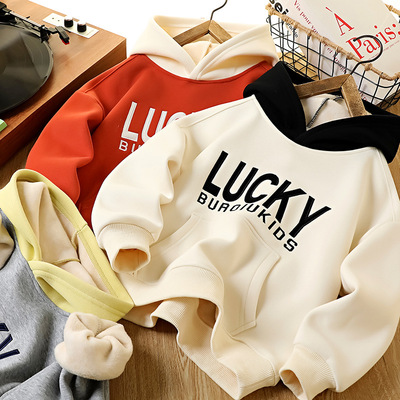 童装男童加绒加厚连帽卫衣