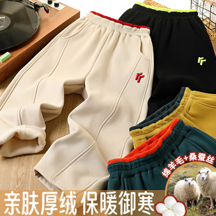 冬季 子儿童运动裤 新款 休闲裤 6605 童装 加厚中大童弯刀裤 男童加绒裤