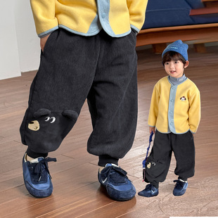 儿童加绒裤子一体绒秋冬宝宝运动裤男童冬季加厚小童冬装男孩6569