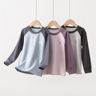 1956 中大童小奶皮棉感发热衣儿童打底衫 男童加厚长袖 T恤2025秋季