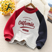 男童加绒卫衣2026秋冬季 2373 中大童一体绒圆领保暖上衣儿童套头衫