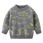 男童加绒圆领毛衣秋冬季 儿童加厚毛线衣保暖打底上衣8060 韩版