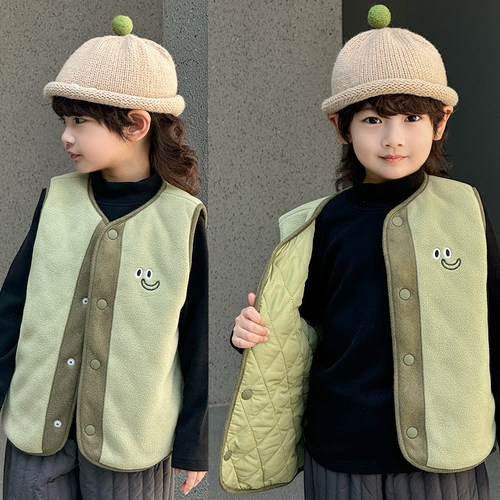 秋冬男童加棉摇粒绒马甲保暖背心