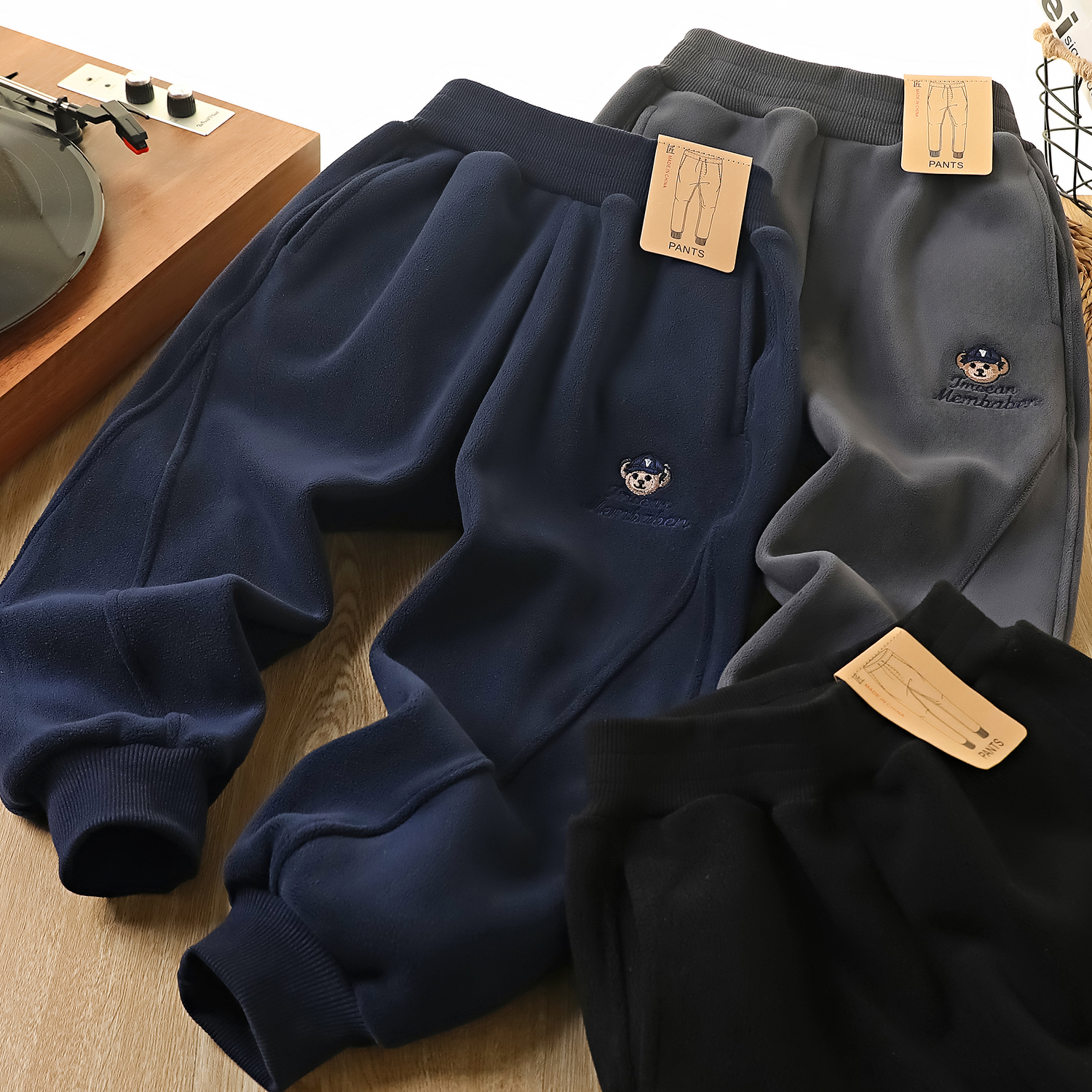 男童双面加绒运动裤冬季保暖卫裤