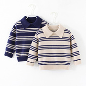 男童翻领毛衣2026冬季 儿童休闲polo线衣男孩保暖打底上衣8199 新款
